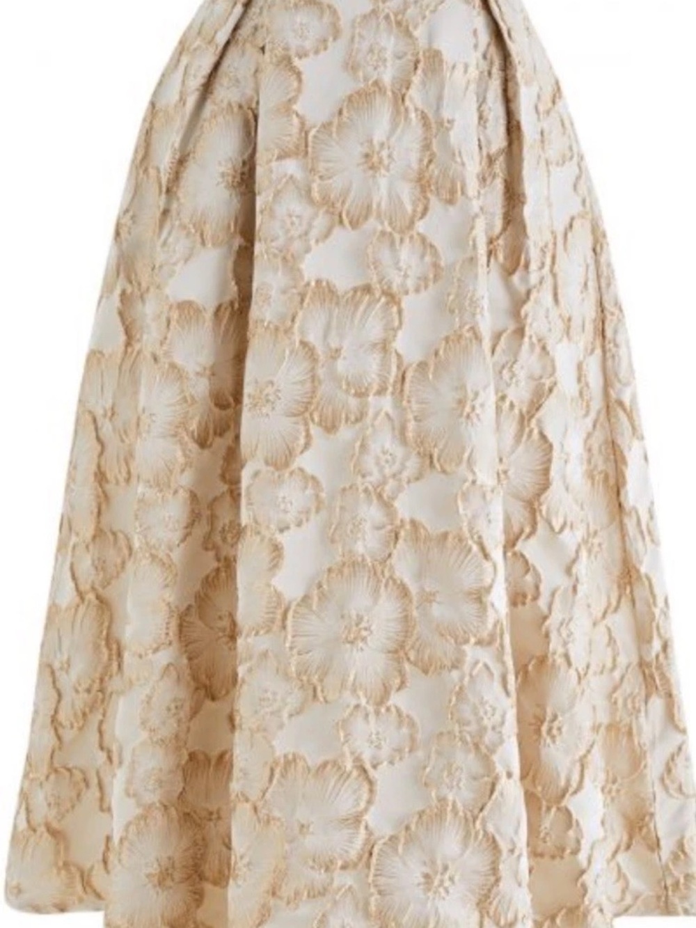 Elegant Cream Floral Jacquard Midi Skirt ChickWish Thriving Golden Blossom - Picture 6 of 6